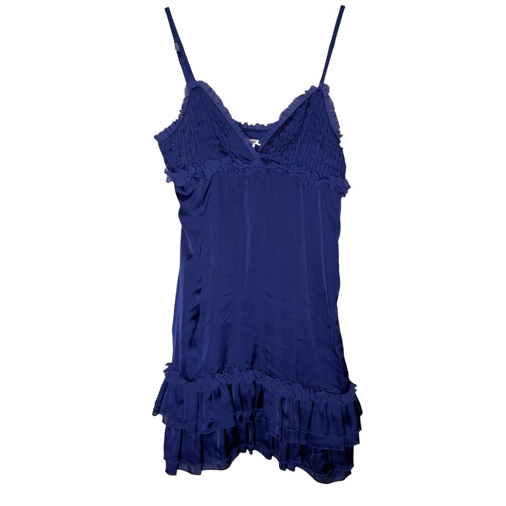 Esley‎ Navy Blue Ruffle Smocked Camisole Dress Slip Mini